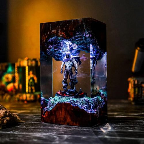 Valorant Omen Epoxy Resin Lamp Handmade Gaming Night Light Angle View