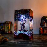 Valorant Omen Epoxy Resin Lamp Handmade Gaming Night Light Wooden Base