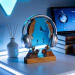 Whale Headphone Stand Blue LED Glow
