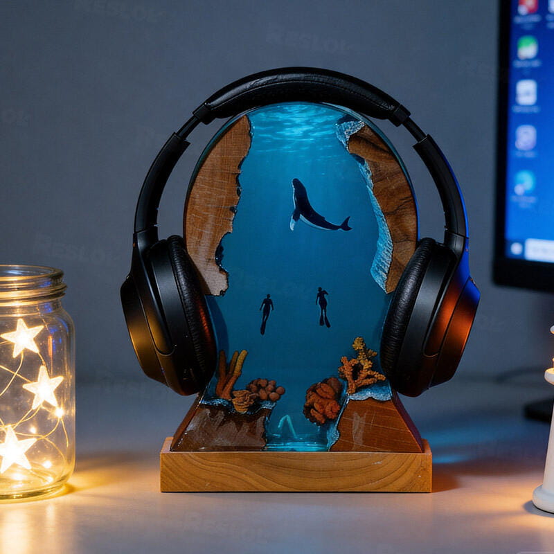 Whale Headphone Stand with Fairy Lights