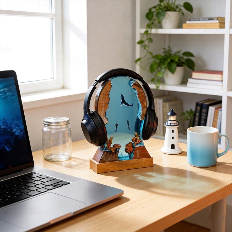 Whale Resin Headphone Stand Home Office Desk