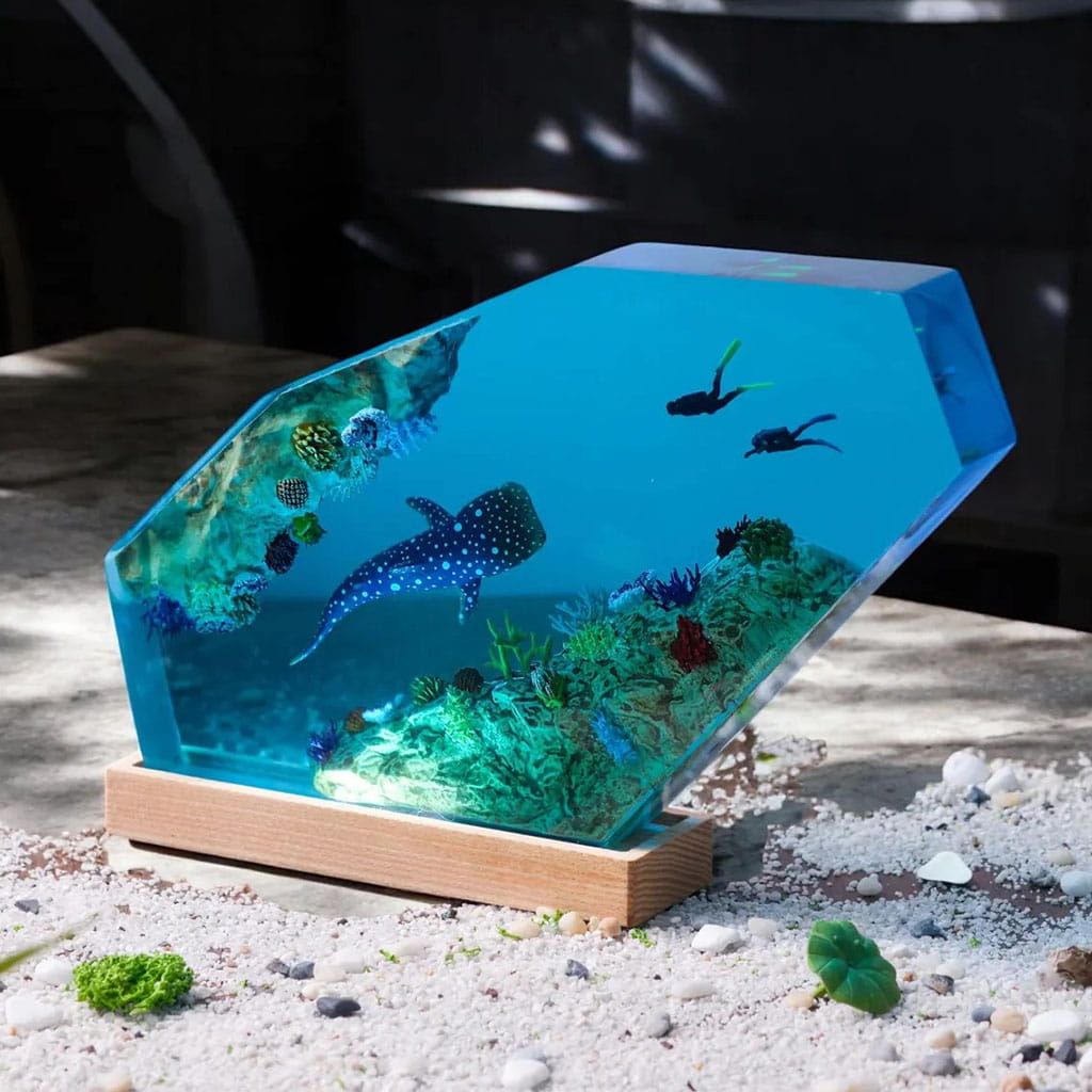 Whale Shark Resin Lamp Dark Background
