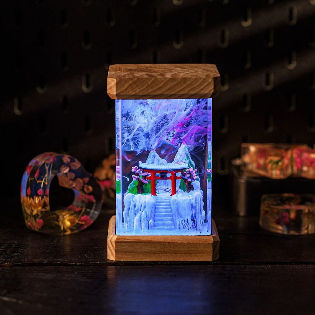 Winter Torii Gate Japanese Lamp Shelf Close Up Decor