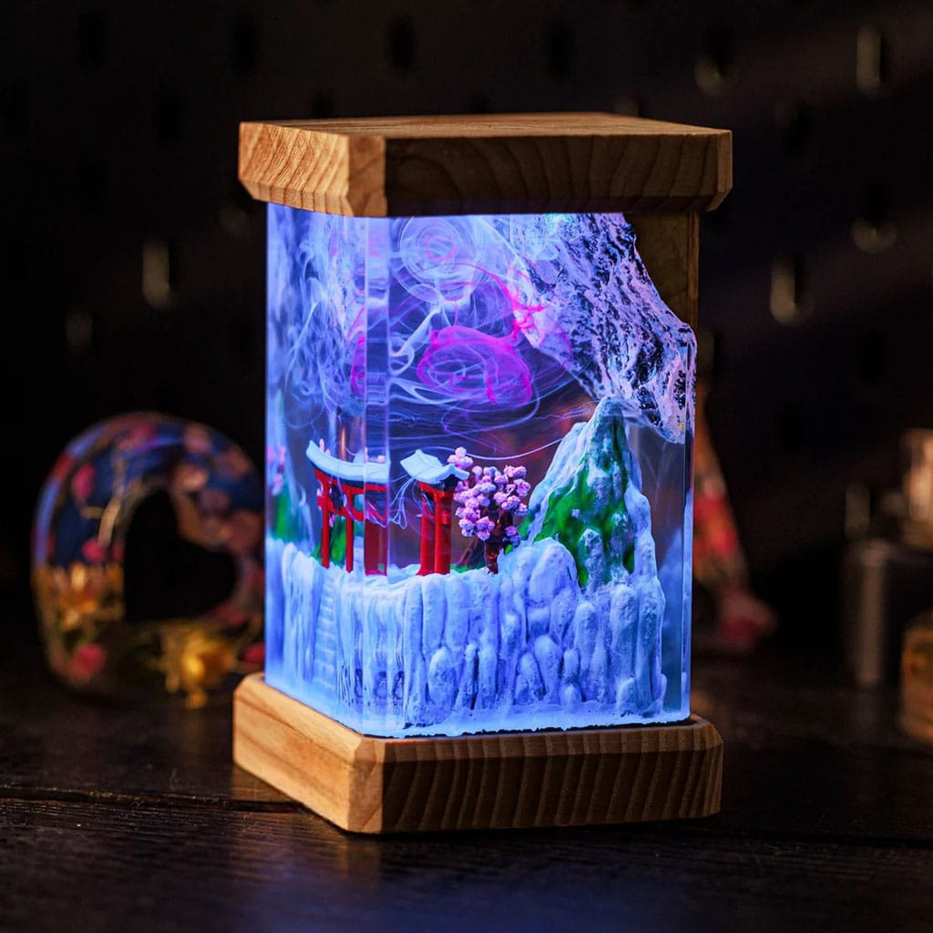 Winter Torii Gate Japanese Lamp Side View Night Light