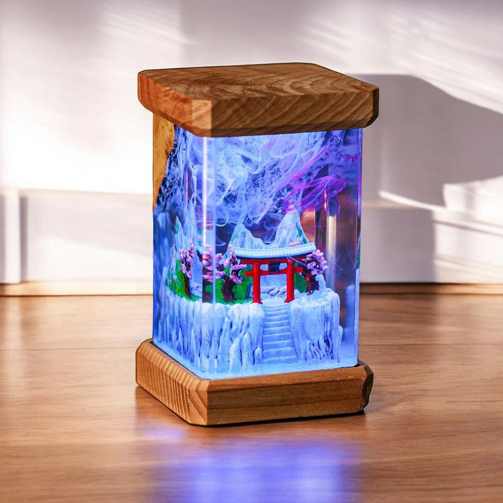 Winter Torii Gate Japanese Night Light Epoxy Resin Lamp