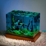 Zombie Spinosaur Lamp Blue Background