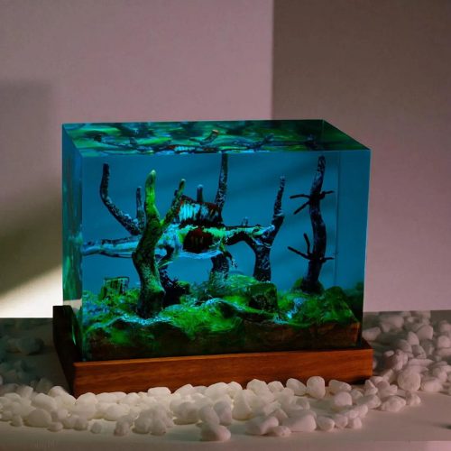 Zombie Spinosaur Resin Lamp Pink Decor